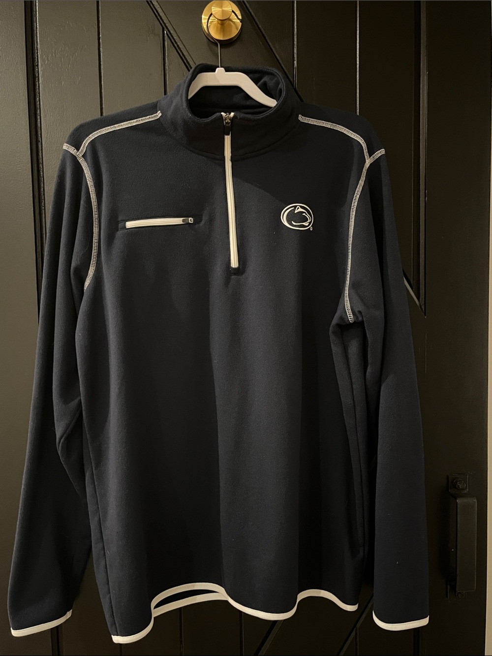 Penn State Navy Quarter-Zip Performance Pullover with Contrast Trim